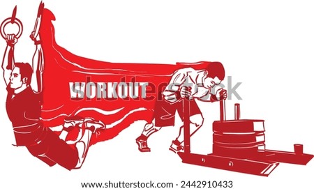 vector illustration the athletes doing workout