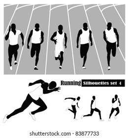 Vector illustration .Athletes running on a track