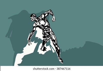 vector illustration athletic man with a naked torso