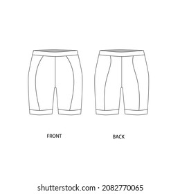  Vector illustration of  athletic shorts. Cycling shorts template for design.