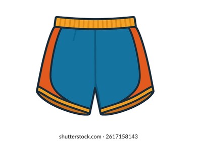 Vector illustration of athletic shorts in flat style featuring vibrant colors and clean lines