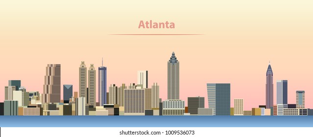 vector illustration of Atlanta city skyline at sunrise