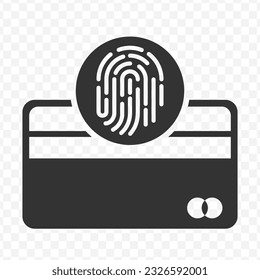 Vector illustration of atm card fingerprint icon in dark color and transparent background(PNG).