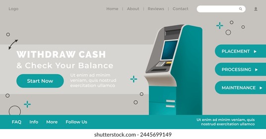 Vector illustration of an ATM machine in a flat style, isolated on a white background.