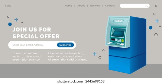 Vector illustration of an ATM machine in a flat style, isolated on a white background.