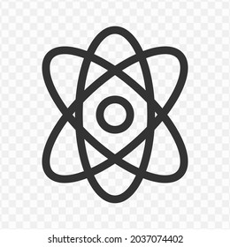 Vektorgrafik von Atom-Symbol in dunkler Farbe und transparentem Hintergrund (png).