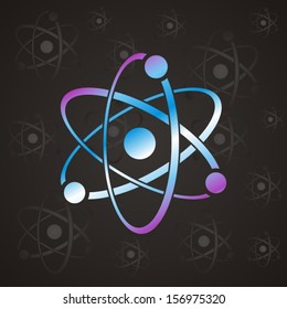 Vector illustration of atom icon isolated on a black stylized background