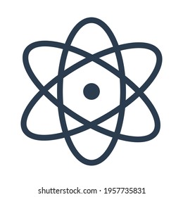 Vector illustration of atom icon with outline style. Good for graphic assets in web design, UI, banners, drawing books, and brochures. simple design.