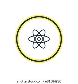 Vector Illustration Of Atom Outline. Beautiful Medical Element Also Can Be Used As Molecule Element.