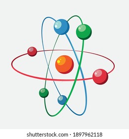 Vektorgrafik eines Atoms, mit Protonen und Neutronen. Mindestens Teil einer Chemikalie