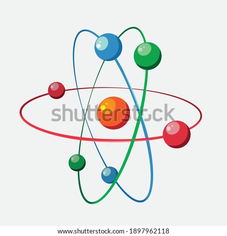 Vector illustration of an atom, with protons and neutrons. Least part of a chemical