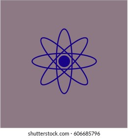 Ilustración vectorial del icono del símbolo átomo en azul

