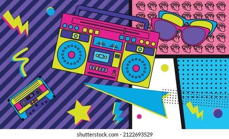 vector illustration of atomosphere in 90s style