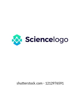 Vector Illustration Of Atoms Connected. Abstract Logo For Biotech Company