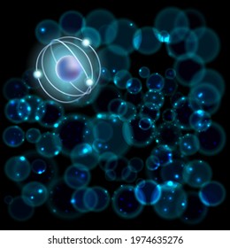 Vector Illustration Of Atoms And Molecules Chemical Bond Background