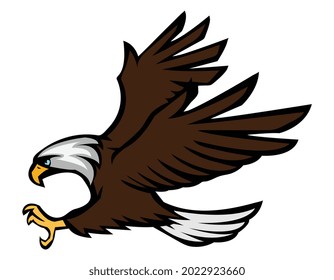 Vector illustration of attacking bald eagle.