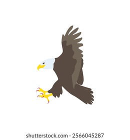 Vector illustration of attacking bald eagle.