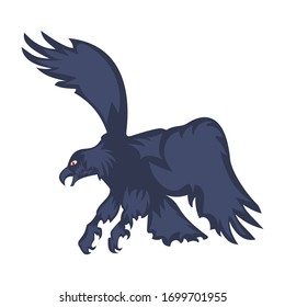 Vector illustration attacking eagle with spread wings