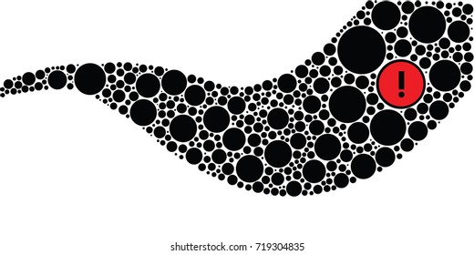vector illustration of attention mark in small and big bubbles in wave shape for decorative designs