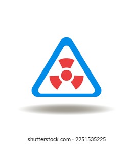 Vector illustration of attention sign with atomic sign. Icon of nuclear hazard and danger. Symbol of atomic caution.