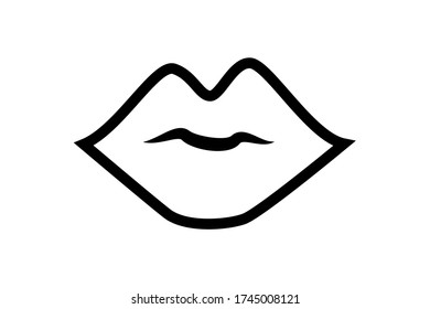 Vector Illustration von attraktiven weiblichen Lippen. Schwarze Silhouette, isoliert auf weißem Hintergrund