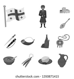 Vector illustration of attributes and tourism icon. Collection of attributes and national vector icon for stock.