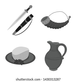 Vector illustration of attributes and tourism icon. Set of attributes and national stock symbol for web.