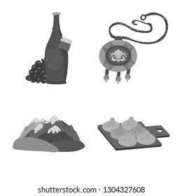 Vector illustration of attributes and tourism logo. Set of attributes and national stock vector illustration.