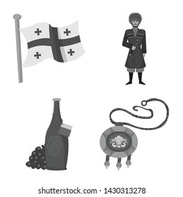 Vector illustration of attributes and tourism logo. Collection of attributes and national stock symbol for web.