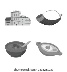Vector illustration of attributes and tourism logo. Collection of attributes and national stock symbol for web.