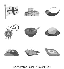 Vector illustration of attributes and tourism symbol. Set of attributes and national vector icon for stock.