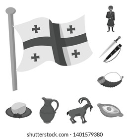 Vector illustration of attributes and tourism symbol. Set of attributes and national vector icon for stock.