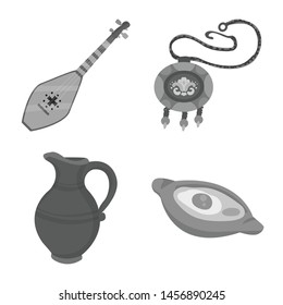 Vector illustration of attributes and tourism symbol. Set of attributes and national stock symbol for web.