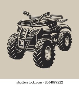 Ilustración vectorial con un ATV sobre un fondo luminoso. 