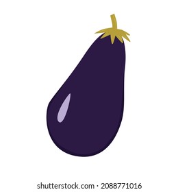 Vector illustration, aubergine in flat style with texture. Organic food concept illustration for kids desings and healthy food habits. Illustration can be used for package design, green grocery