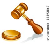 Vector illustration of auction hammer on white background