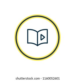 Vector illustration of audio book icon line. Beautiful read element also can be used as player icon element.