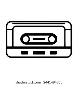Vector illustration of an audio cassette outline icon, perfect for vintage projects.