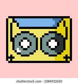 Vector illustration of an audio cassette in pixel art