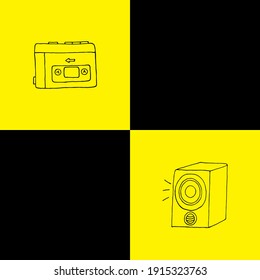 Vector illustration of an audio player and audio speaker.
