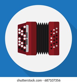 Vector Illustration Of Audio Symbol On Accordion Flat Icon. Premium Quality Isolated Harmonica Element In Trendy Flat Style.