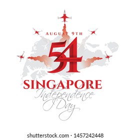 vector illustration August 9th Singapore's independence day. city-state Singapore National Day. celebration republic, graphic for design element. 