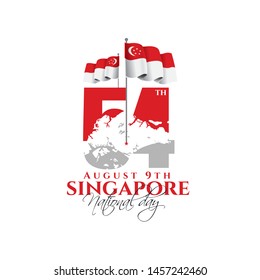 vector illustration August 9th Singapore's independence day. city-state Singapore National Day. celebration republic, graphic for design element. 