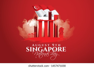 vector illustration August 9th Singapore's independence day. city-state Singapore National Day. celebration republic, graphic for design element. 