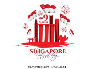 vector illustration August 9th Singapore's independence day. city-state Singapore National Day. celebration republic, graphic for design element. 