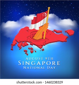 vector illustration August 9th Singapore's independence day. city-state Singapore National Day. celebration republic, graphic for design element.