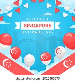 vector illustration August 9th Singapore's independence day. city-state Singapore National Day. celebration republic, graphic for design element