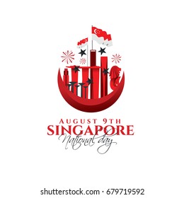 vector illustration August 9th Singapore's independence day. city-state Singapore National Day. celebration republic, graphic for design element