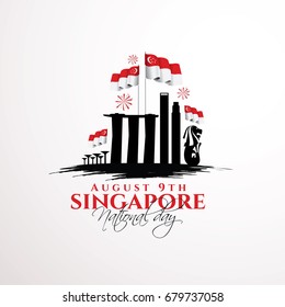 vector illustration August 9th Singapore's independence day. city-state Singapore National Day. celebration republic, graphic for design element