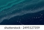 A vector illustration of an aurora borealis in the night sky, featuring flowing green and blue patterns with constellations and sparkling stars, perfect for celestial, cosmic, and astronomic